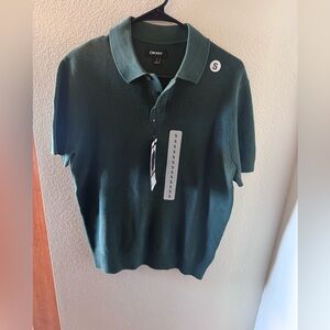 DKNY Men's Polo Sweater in Deep Green